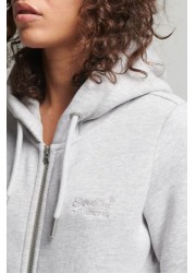 Superdry Grey Vintage Logo Embroidered Zip Hoodie