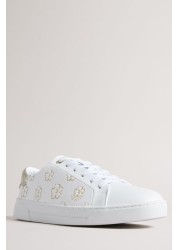 Ted Baker Taliy White Gold Magnolia Flower Cupsole Trainers