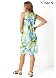 Roman Leaf Print Slouch Dress