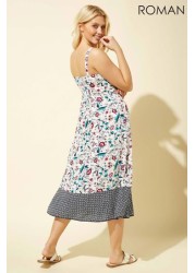 Roman Geo Floral Print Strappy Sun Dress