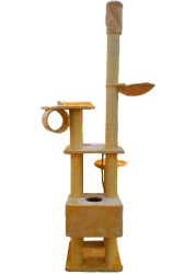 Petshopindragonmart Cat Tree Tower Furniture Scratcher Pet House Condo Multi Level 888710 Beige 57 x 57 x 240cm