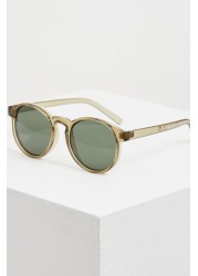 Oliver Bonas Small Green Preppy Round Sunglasses