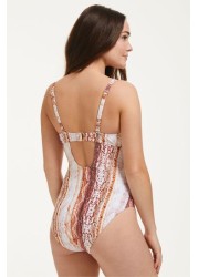 Figleaves Zagora Belted Snake Print Swimsuit