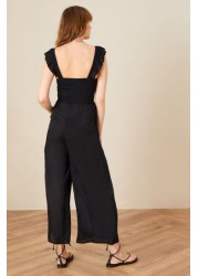 Monsoon Black Plain Ruffle Jumpsuit