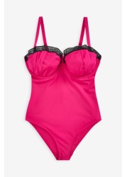 Calvin Klein Pink Balconette One-Piece Curve Swimsuit