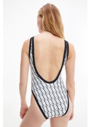 Calvin Klein White Scoop Back One Piece Swimsuit