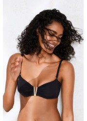 Mint Velvet Black Non Pad Underwired Bandeau Bikini Top