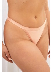 Embroidered Pink Tanga Brazilian Knickers