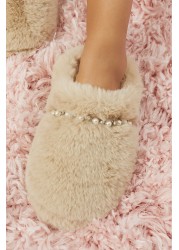 Lipsy Faux Fur Embellished Mule Slipper