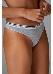 Cotton Rich Logo Knickers 4 Pack Thong