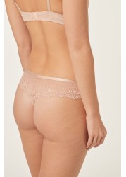 Microfibre And Lace Knickers Thong