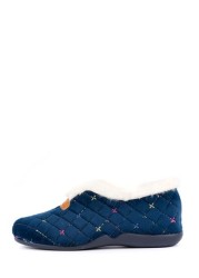 Lunar Blue Jem Fur Trim Slippers