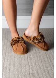 Pour Moi Faux Fur Trim Suede Mule Slipper