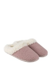 Totes Isotoner Ladies Swept Back Bobble Mule Slippers