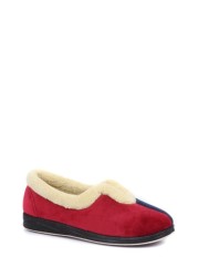 Pavers Navy Red Ladies Wide Fit Full Slippers