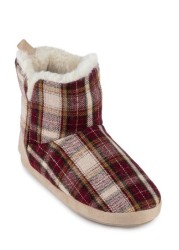 Totes Ladies Tartan Boot Slippers