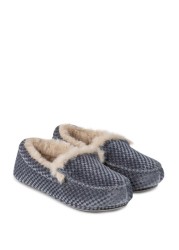 Totes Isotoner Ladies Textured Velour Moccasin Slippers