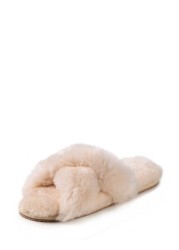 Just Sheepskin Daisy Cross Over Open Toe Slider Slipper