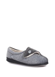 Pavers Grey Ladies Touch Fasten Full Slippers With Permalose Sole