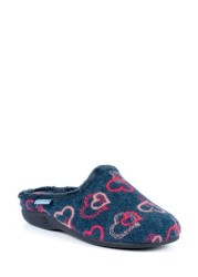 Lunar Blue Heart Mule Slippers