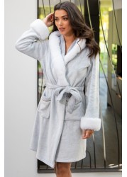 Pour Moi Faux Fur Trim Dressing Gown