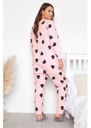 Yours Long Sleeve Heart Pyjama Set