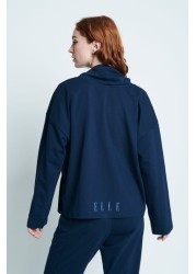 Elle Navy	Blue Loungewear Tie Detail Asymmetric Long Sleeve Top