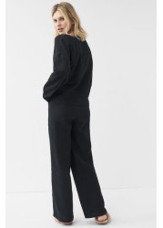 Textured Wide Leg Trousers