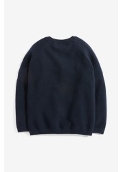 Textured Crew Jumper (3-16yrs) With Stag