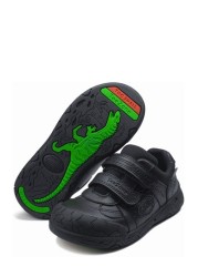 ToeZone Black Chase Dinosaur School Shoes