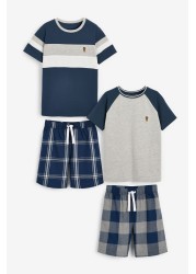 2 Pack Check Short Pyjamas (3-16yrs)