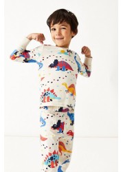 Crew Clothing Company Blue Pj Set Long Sleeve Dino Aop Pyjamas