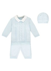 Emile et Rose 2pc Knitted cable Top & Trousers & Hat