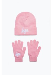 Hype. Script Beanie Hat And Gloves Set