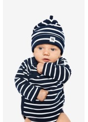 Polarn O. Pyret Blue Organic Cotton Striped Hat