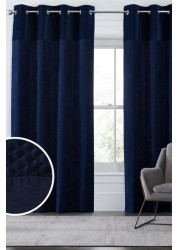 Velvet Quilted Hamilton Top Panel Curtains Eyelet Super Thermal