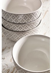 Geo Embossed Set of 4 Bowls