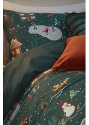 furn. Winter Pines Pyjama Fleece Reversible Duvet Cover and Pillowcase Set