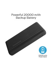 Promate - Titan-20C 20000MAH Type-C Portable Electric Bank, 3.1a Ins Dual USB Fast Charging Black