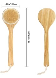 SKY-TOUCH Bath Brush Long Handle Shower Brush Soft Body Brush Back SPA Clean Natural Bristles Exfoliating Brush Long Wooden Handle Cleans the Body Easily