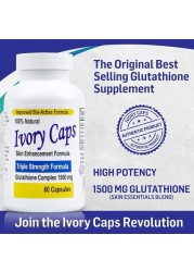 Ivory Capsules Maximum Potency 1500mg Glutathione for Combination Skin Lightening Pills, 60 Capsules