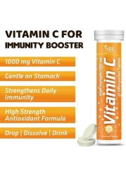 NBL Natural Vitamin C 1000mg, Orange Flavor, Immune System Booster, Powerful Antioxidant, 20 Effervescent Tablets