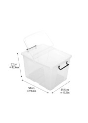 Strata, Made in UK, 40 Liter Smart Bin with Folding Lid, L50xW39.5xH32cm-STR-XW674-CLR/CLR-ST