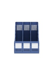 ALISSA- Magazine File Holder, Sturdy Office School Home Desktop Triplicate Magazine Literature Plastic Holders Frames File Dividers, Blue.