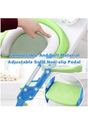 No Sense Baby Toilet Seat, Baby Training Seat with Ladder with Protection Handle for Boys and Girls