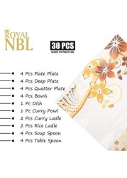 Royal NBL Melamine Dinner Set 30 Pieces - Melamine Plates, NBL-KM1003