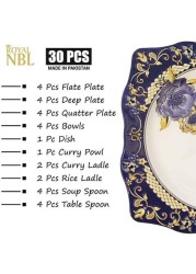 Royal NBL Melamine Dinner Set 30 Pieces - Melamine Plates, NBL-KM1008