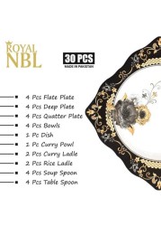 Royal NBL Melamine Dinner Set 30 Pieces - Melamine Plates, NBL-KM1001