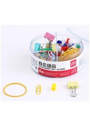 ALISSA-2 Box of Stationery Set Multicolored Binder Clip, Long Tail Clamp, Map Push Pin, Rubber Band for Office and School Supplies