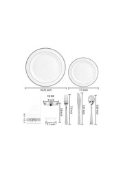 طقم أطباق للاستعمال مرة واحدة 175 قطعة من Aiwanto طقم أطباق عشاء لحفلات الزفاف مجموعة أطباق بلاستيكية فضية للاستعمال مرة واحدة
